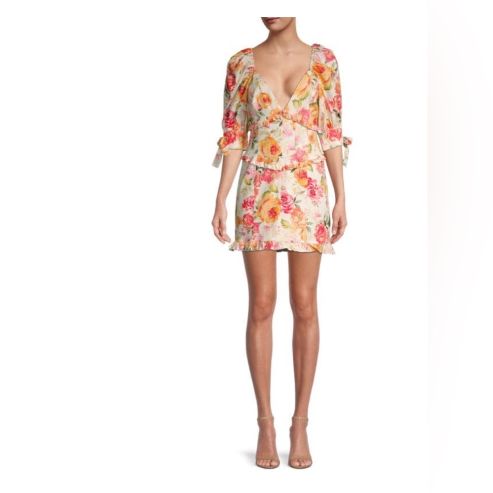 For Love And Lemons Julep Linen Blend Floral Print Dress size small